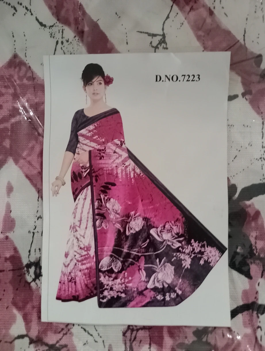 Cotton Silk Floral Printed Saree - Maganeez - Pink Magenta Mix